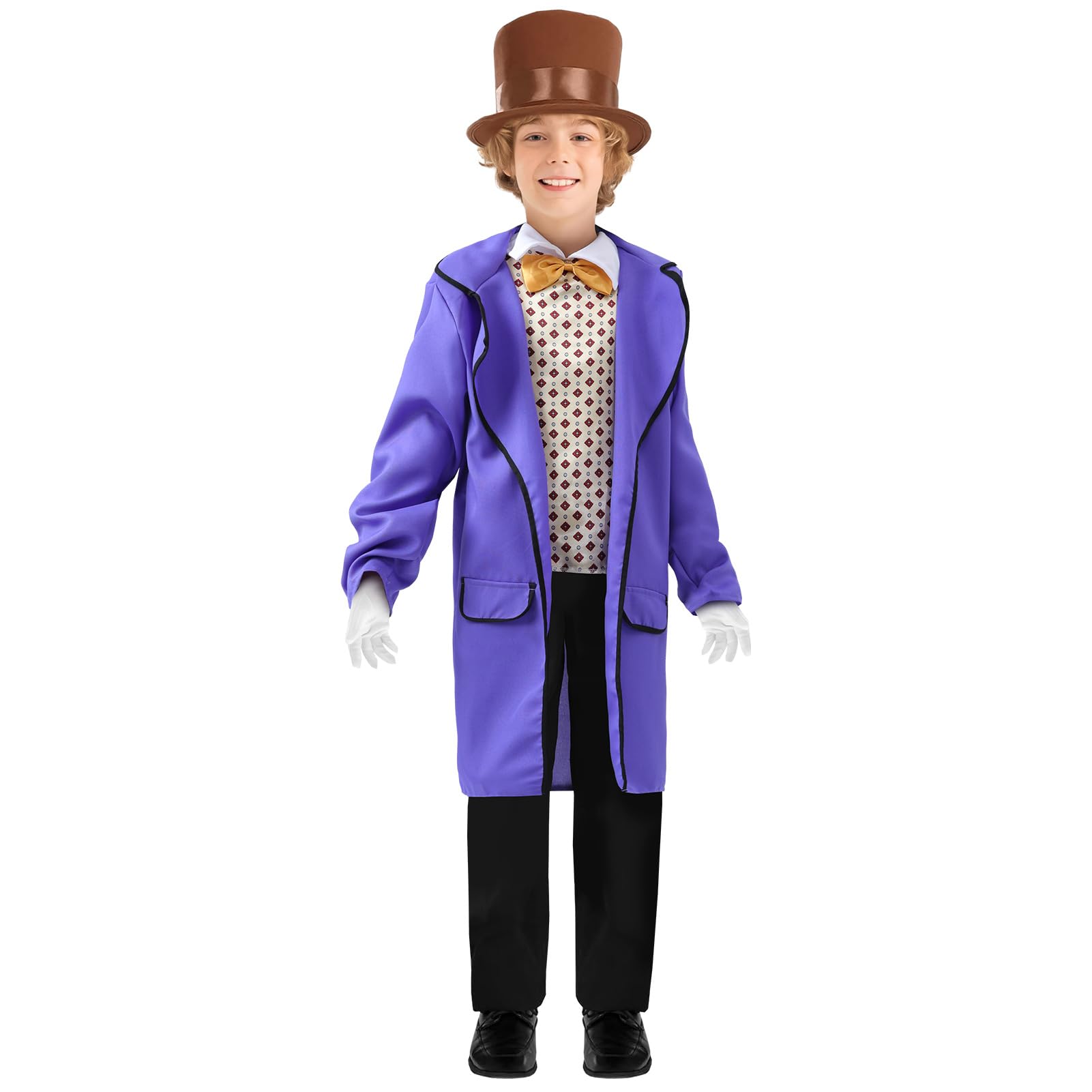JQMAO Kids Costume for Wonka: World Book Day Costumes for Boys - Chocolate Factory Fancy Dress for Girls (S (8-10 years))