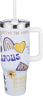 The Memory Company Officially Licensed NFL Game Day Tumbler - 40oz Stainless Steel Double-Wall Insulated Team Color Bling Cup with Team Logo, NFL Licensed Sports Travel Mug with Lid & Straw