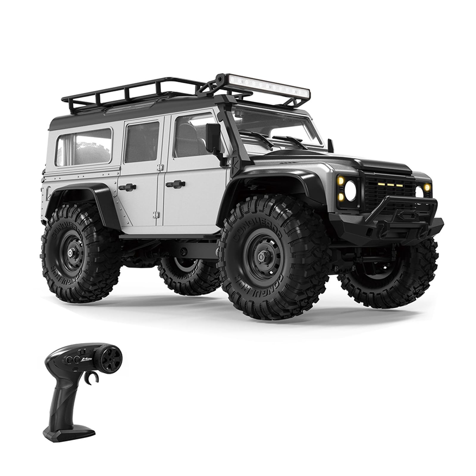 4WD Modèle Crawler Chariot à télécommande Échelle 1/16 Véhicule tout-terrain avec lumière de toit LED Jouet de compétition pour adulte