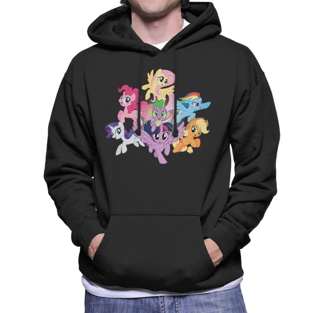 My Little Pony Men's Black The Ponies Together Hooded Sweatshirt