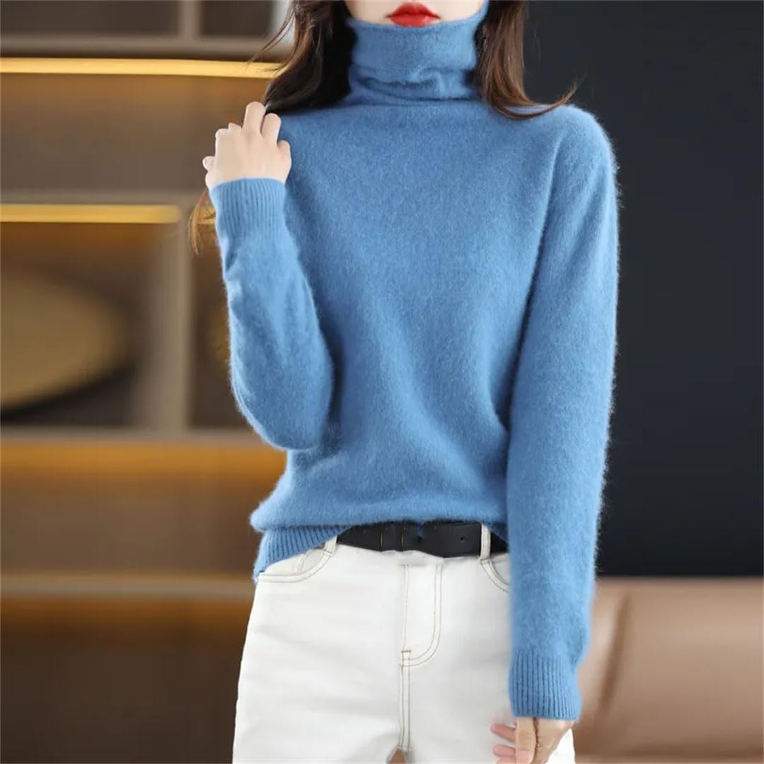Maglione da donna a collo alto in cashmere, a maniche lunghe, lavorato a maglia