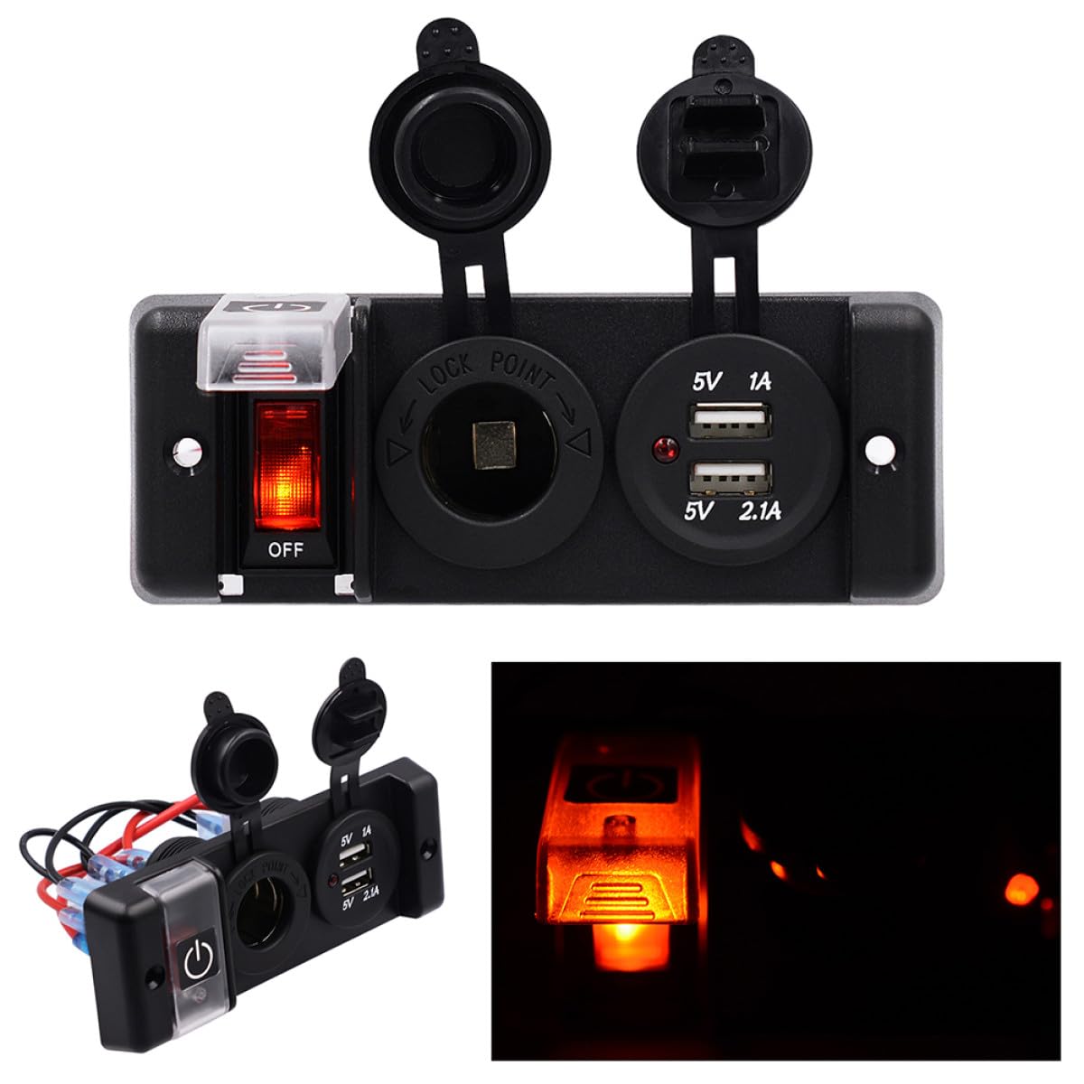 Prise Allume-cigare Chargeur Double USB 12-24 V Étanche