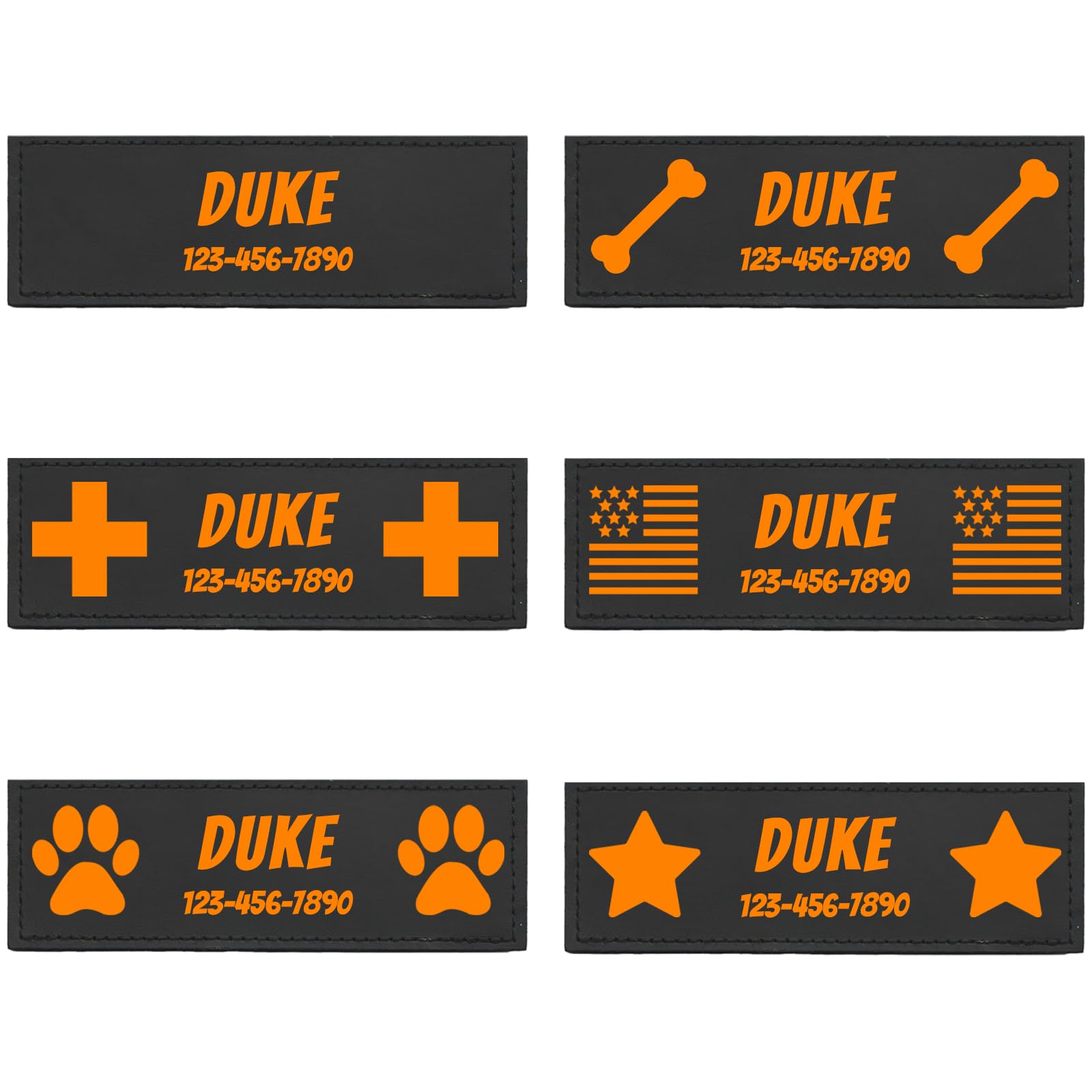 Customised Patches for Dog Harness - Vibrant Personalised Name Dog Patches for Harness - Bespoke Name Tag for K9 Tactical Vest (Orange, Large (6.3 * 2 Inches))