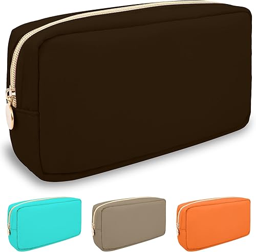 izuzta Nylon Lager Pequeño Slim Mini Maquillaje Bolsa Organizador, Marrón