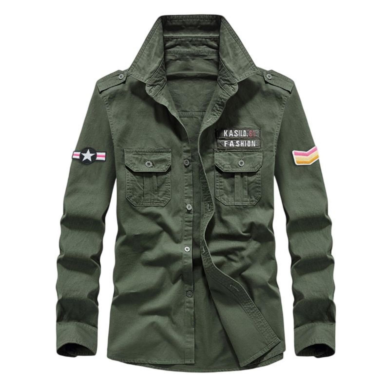 Chemise de travail homme en coton à manches longues et coupe ample résistante - 4