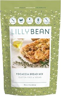 LillyBean Gluten-Free Focaccia Bread Mix - Vegan, Dairy-Free, Soy-Free, No Artificial Colors | Garlic Knots, Stromboli, Pizza & More - 16oz