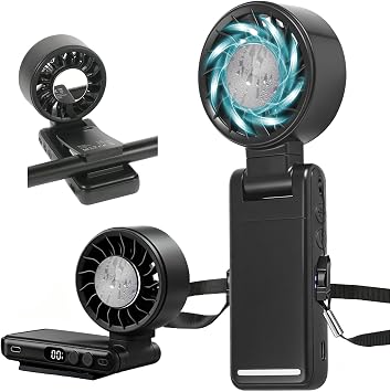 Portable Handheld Turbo Fan with Ice Cooling, 8m/s High Speed Turbo Fan, 4-in-1 Hand/Neck/Desk/Waist Fan with Clip for Umbrella, Stroller, Office, Beach, Outdoor, Summer/Travel Essentials