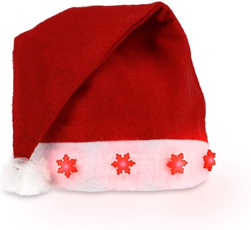 FlashingBlinkyLights Sombrero de Papá Noel iluminado con copos de nieve LED