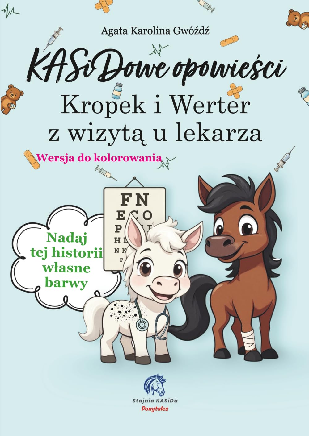 KASiDowe opowieści. Kropek i Werter z wizytą u lekarza: Wersja do kolorowania