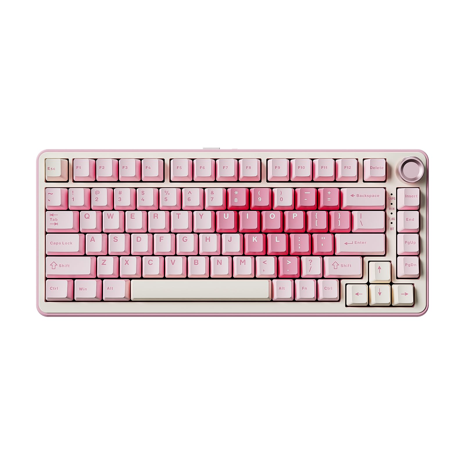 YUNZII B75 PRO Wireless Mechanical Keyboard,75% Gaming Keyboard Gasket Hot Swap Custom with Knob,Pre-lubed Switches RGB,Bluetooth/Type-C/2.4G (Pink, Cocoa Cream V2 Switch)