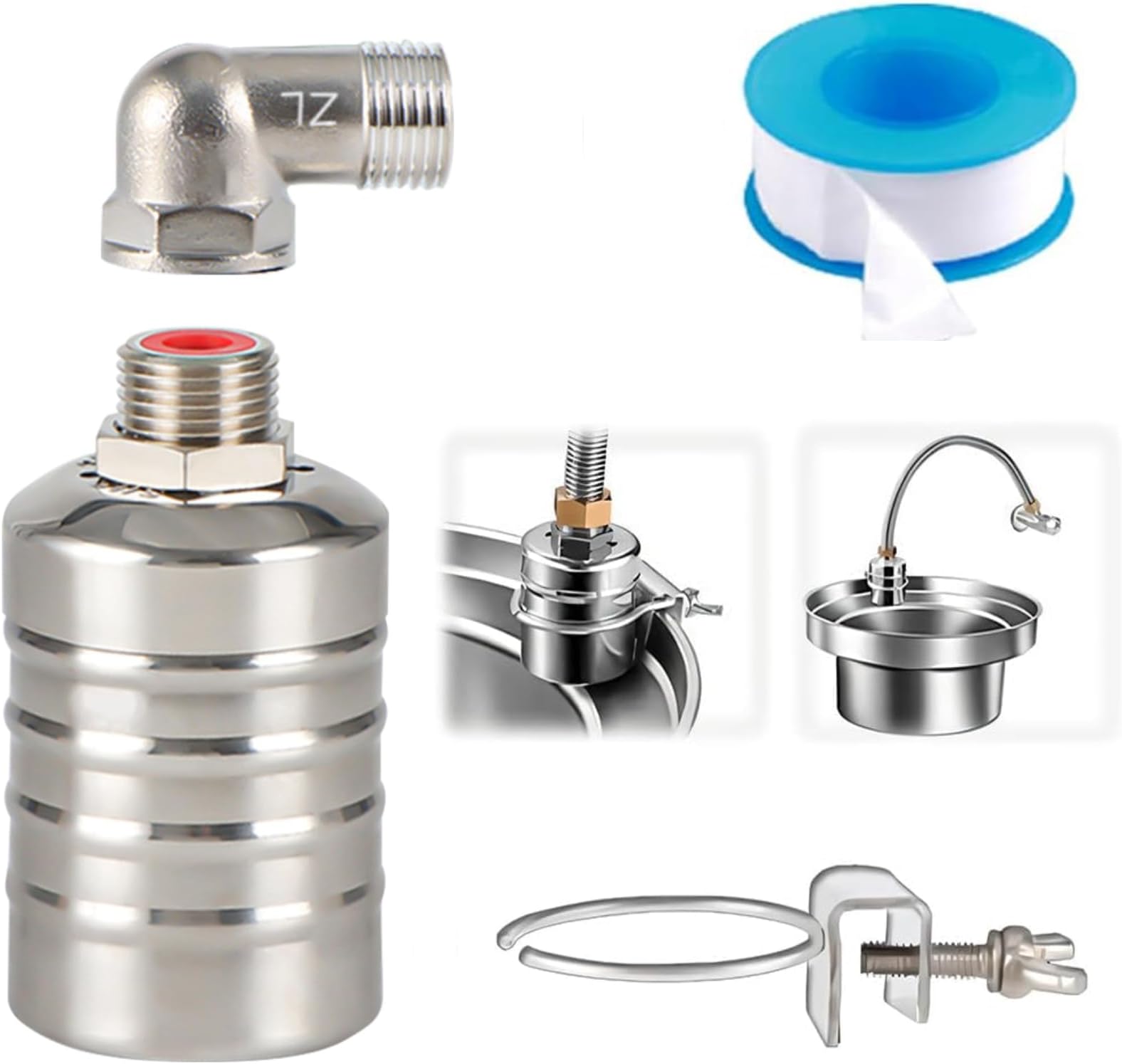 1/2" to 3/4'' Float Valve for Water Tank - 304 Stainless Steel Fully Automatic Water Level Control Float Valve, Water Level Controller for Water Tank, Pool, Water Tank, Livestock Troughs