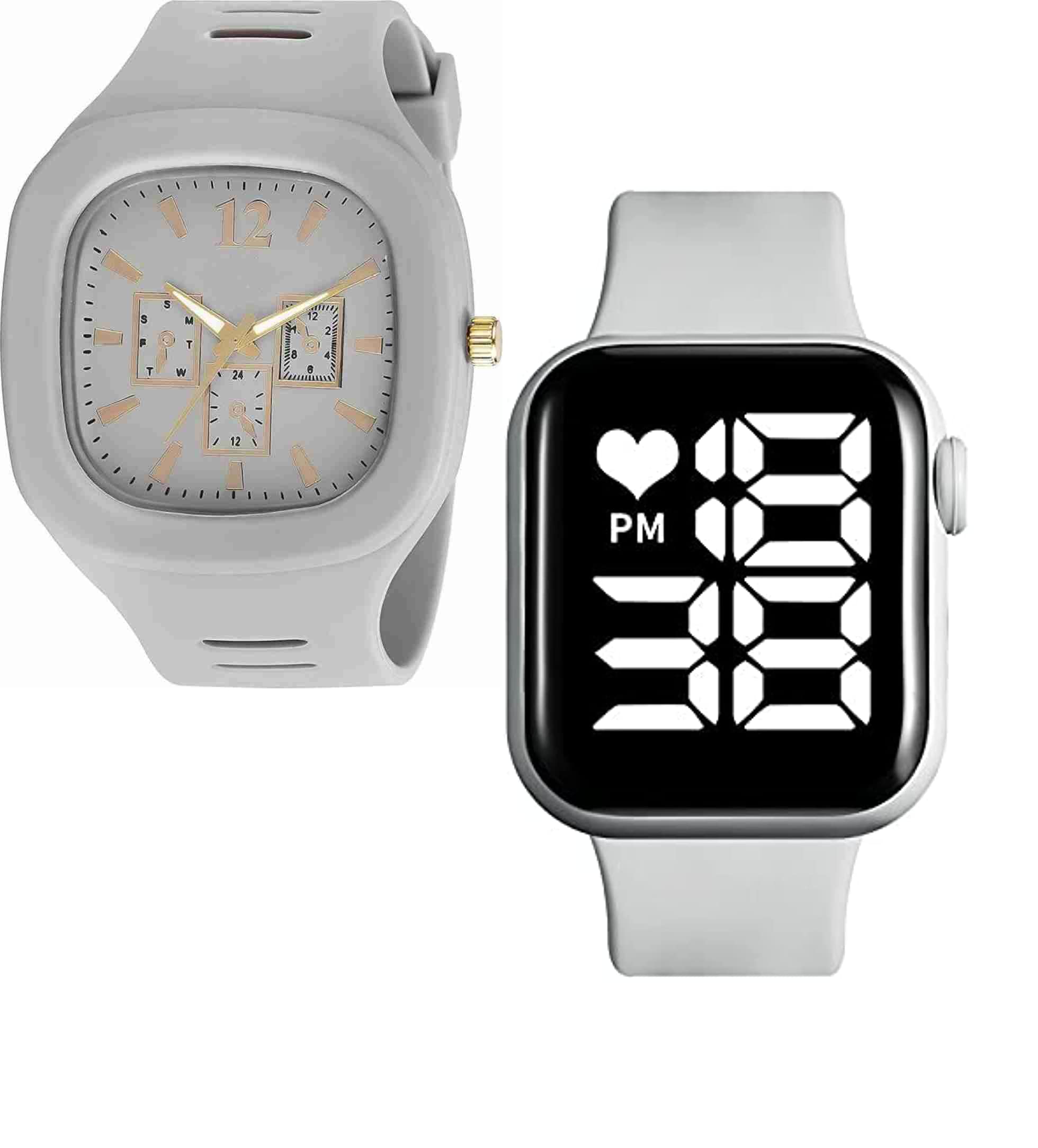 ADNOCK Square Dial Silicone Strap Stylish Designer Analog Watch with Smart Led Digital Watch Combo Pack of 2 (B0BQYZL2TL) Amazon Price History, Amazon Price Tracker
