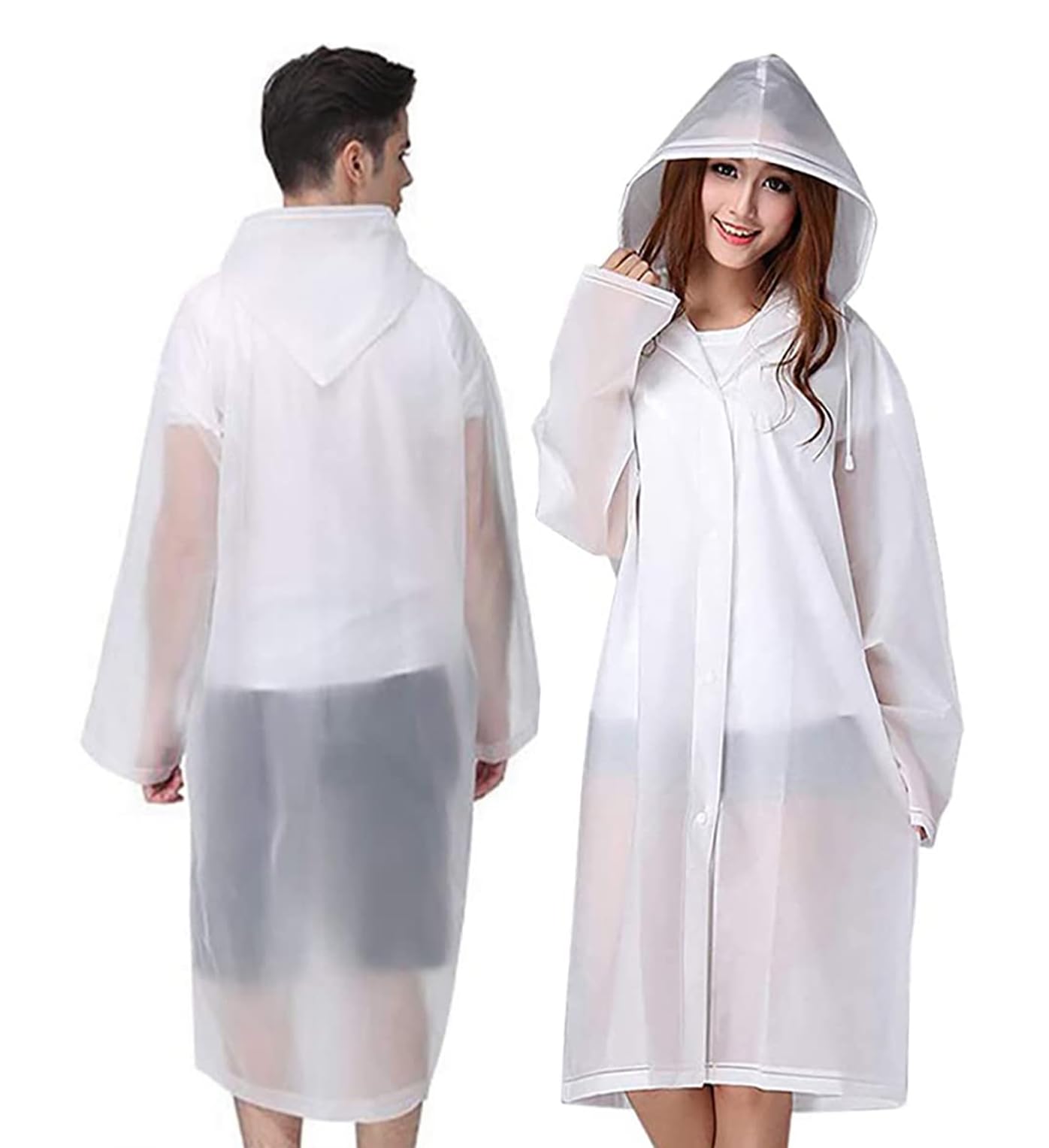 Rain Coat Poncho for Adult, 2 Pack Women Men Reusable Raincoats Emergency with Hood and Drawstring