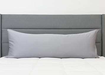 Copper Ion Infused Rayon Derived from Bamboo Cooling Body Pillow Cover, Soft and Breathable Long Pillow Case, Grey 20x60