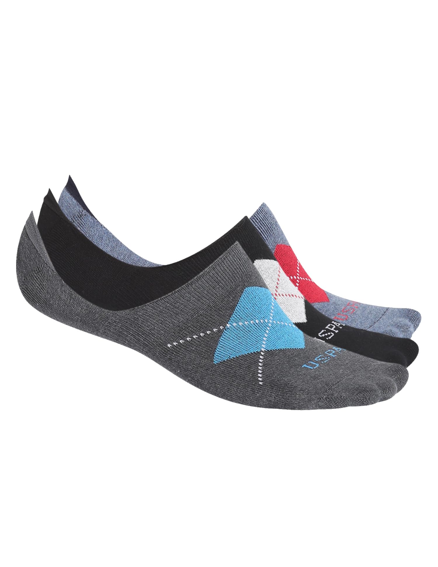 u.s. polo assn. Men Cotton Silicone Grip No Show I646 Socks - Pack Of 3 Anthra Mel,Navy,Black, Assorted-picture-17