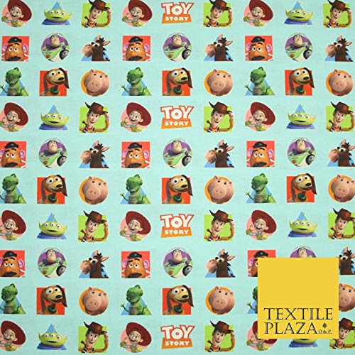 Tissu bleu Toy Story Woody Buzz l'Éclair 100 % coton imprimé Disney 4956 demi-mètre Cover