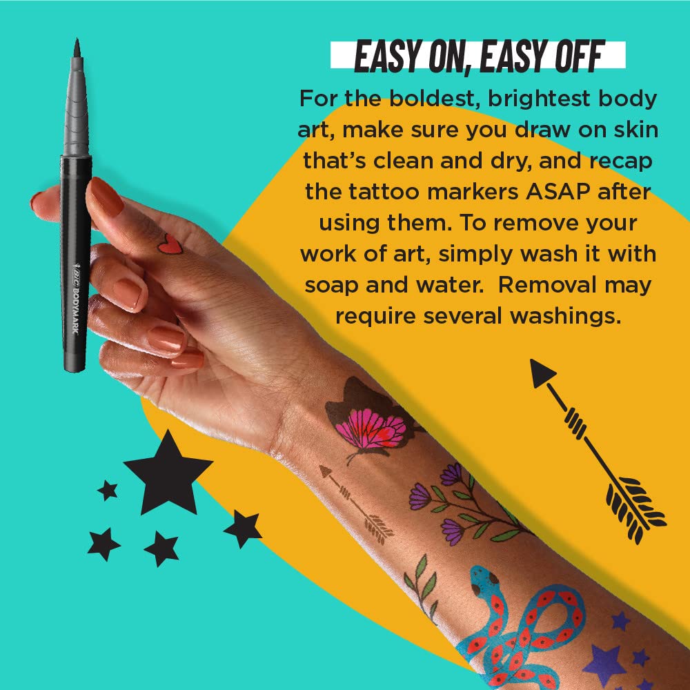 BIC BodyMark Temporary Tattoo Markers with Stencil Kit and Inspiration