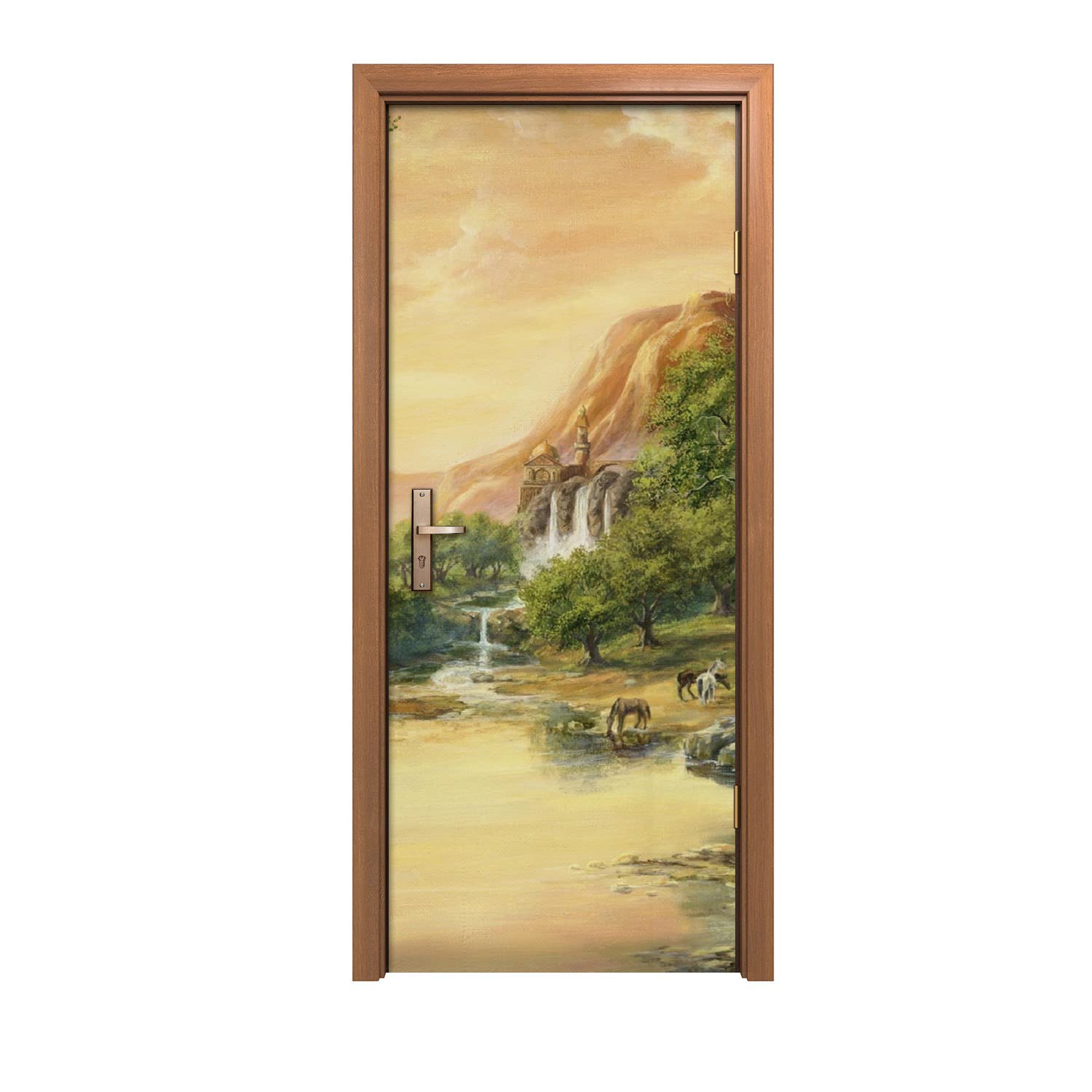 Autocollant de porte fantasy arbres 90x200cm Coloray pour décoration murale trompe l'œil