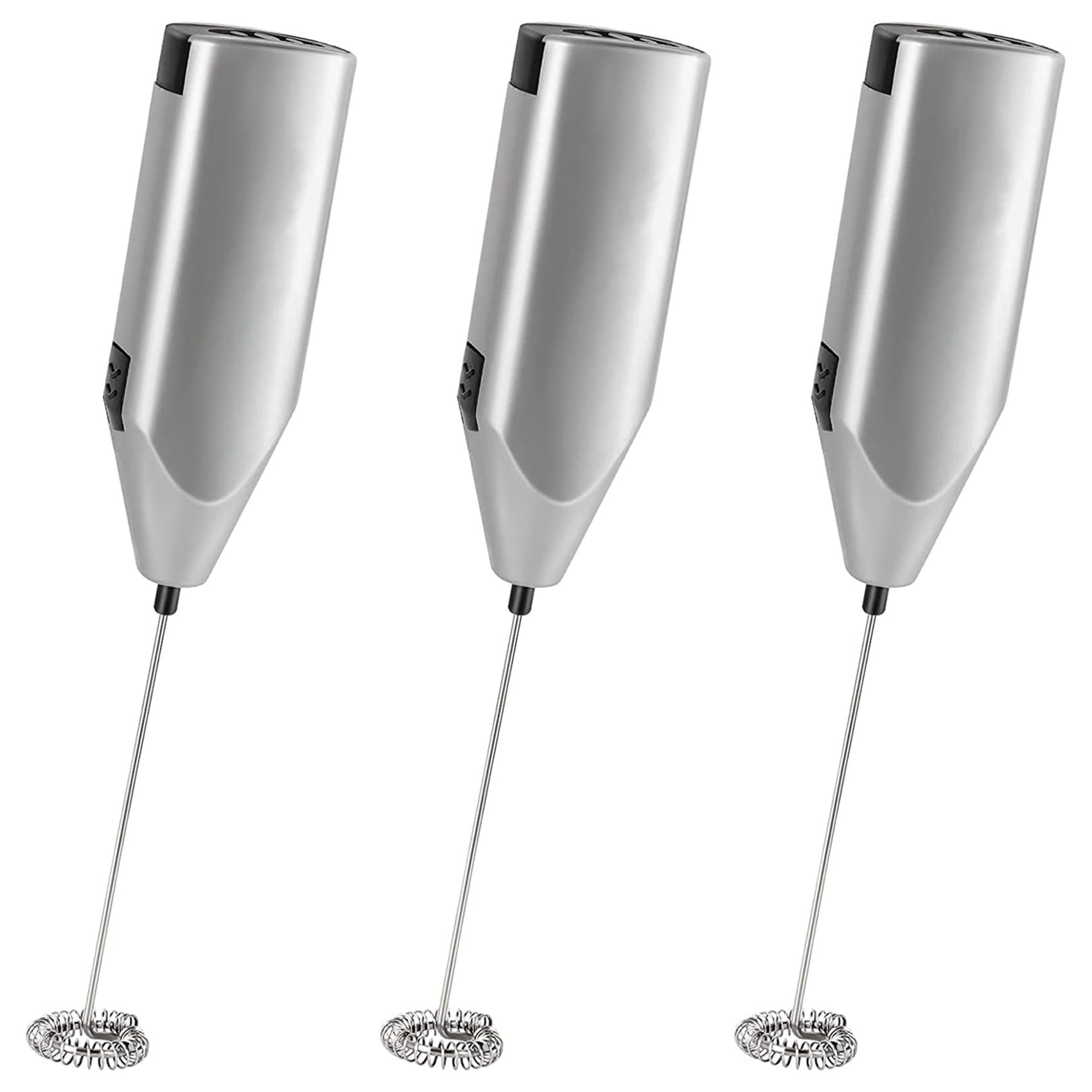 Urbannest Silver 3X Milk Frother Quiet Hand Held Frother Whisk High Powered Mini Blender Electric Foam Maker Mixer Blender