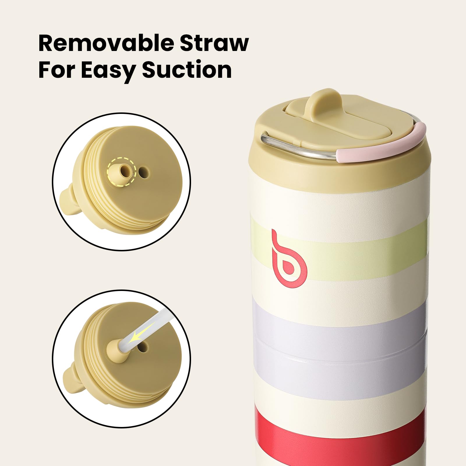 Bottle Bottle Borraccia in Acciaio Inox da 700 ml con Cannuccia e Coperchio Borracce Sportive Isolate in Metallo con Manico (AuroraBands)