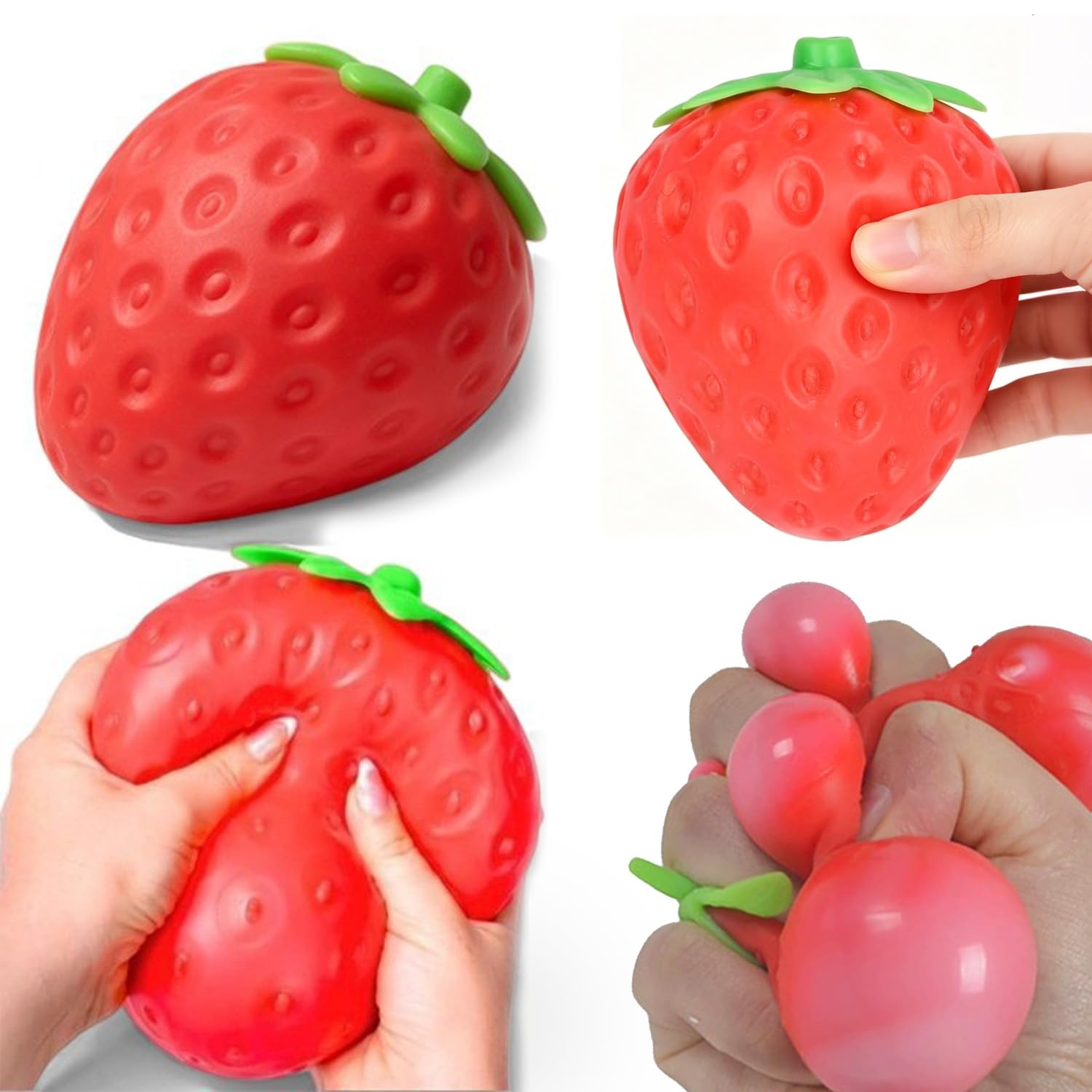 Giant S-trawberry Squishy,Soft Squishies Stress Relief Sensory Toys,Cute Sensory Stress Balls for Adults Stress & Anxiety Relief (2PCS)