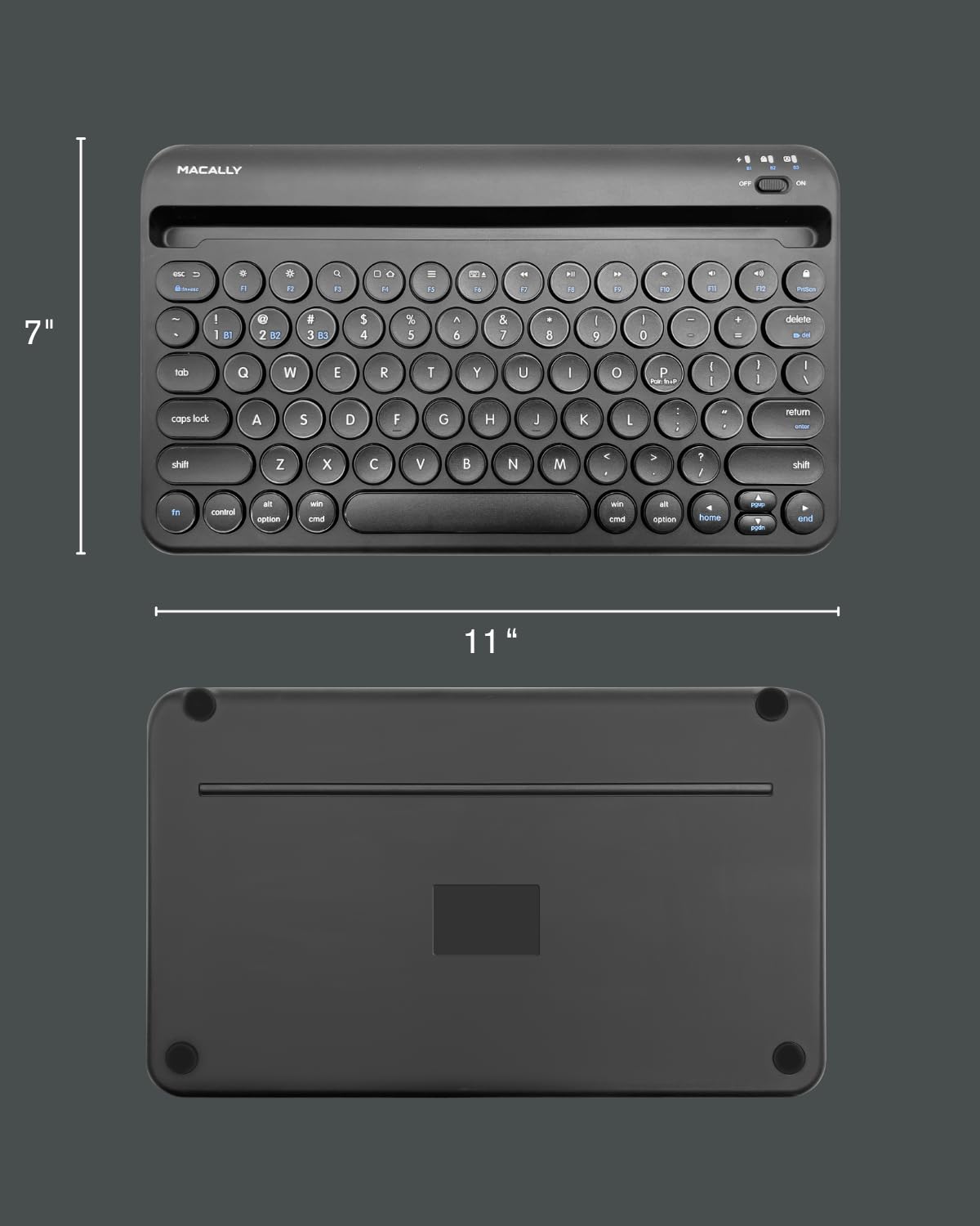 Macally Bluetooth Keyboard for Tablet | Wireless Keyboard for iPad mini/Air/Mini, iPhone (Multi-Device, Built-in Stand, Rechargeable) Easy to Use and Cute Portable — view 7