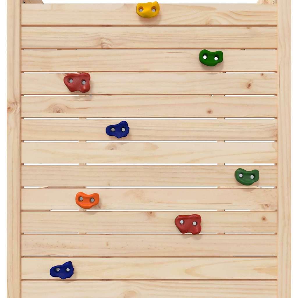 Torre da gioco in legno di pino massiccio con altalena, scivolo ondulato, sabbiera e struttura da arrampicata, casetta da gioco per bambini in giardino, costruzione stabile per avventure e