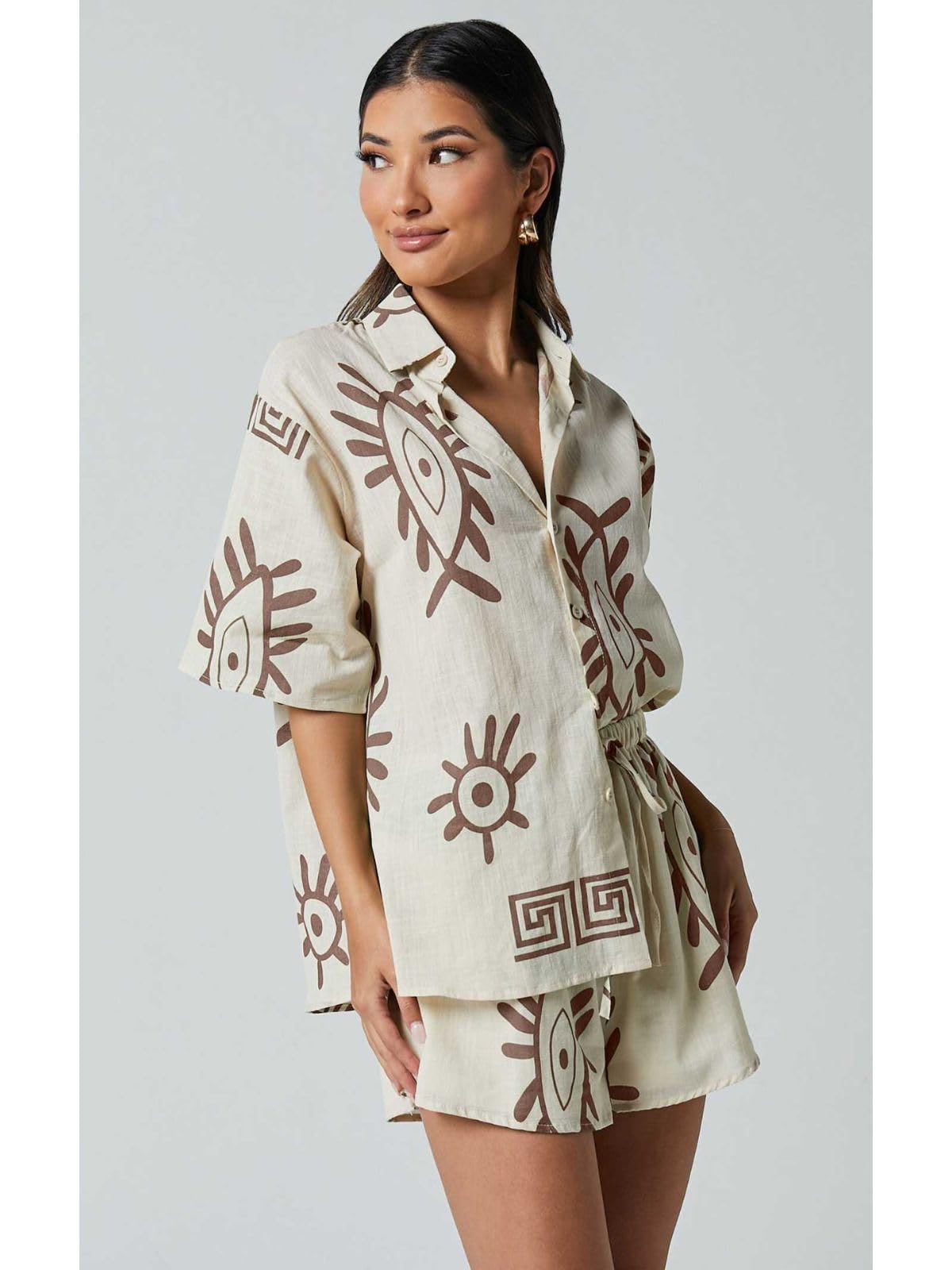 Leriya Fashion Co-ord - Conjunto de pijama elegante para mujer, conjunto de pijama de verano para mujeres y niñas para playa y vacaciones, traje de noche para mujer, conjunto de pijama estampado de