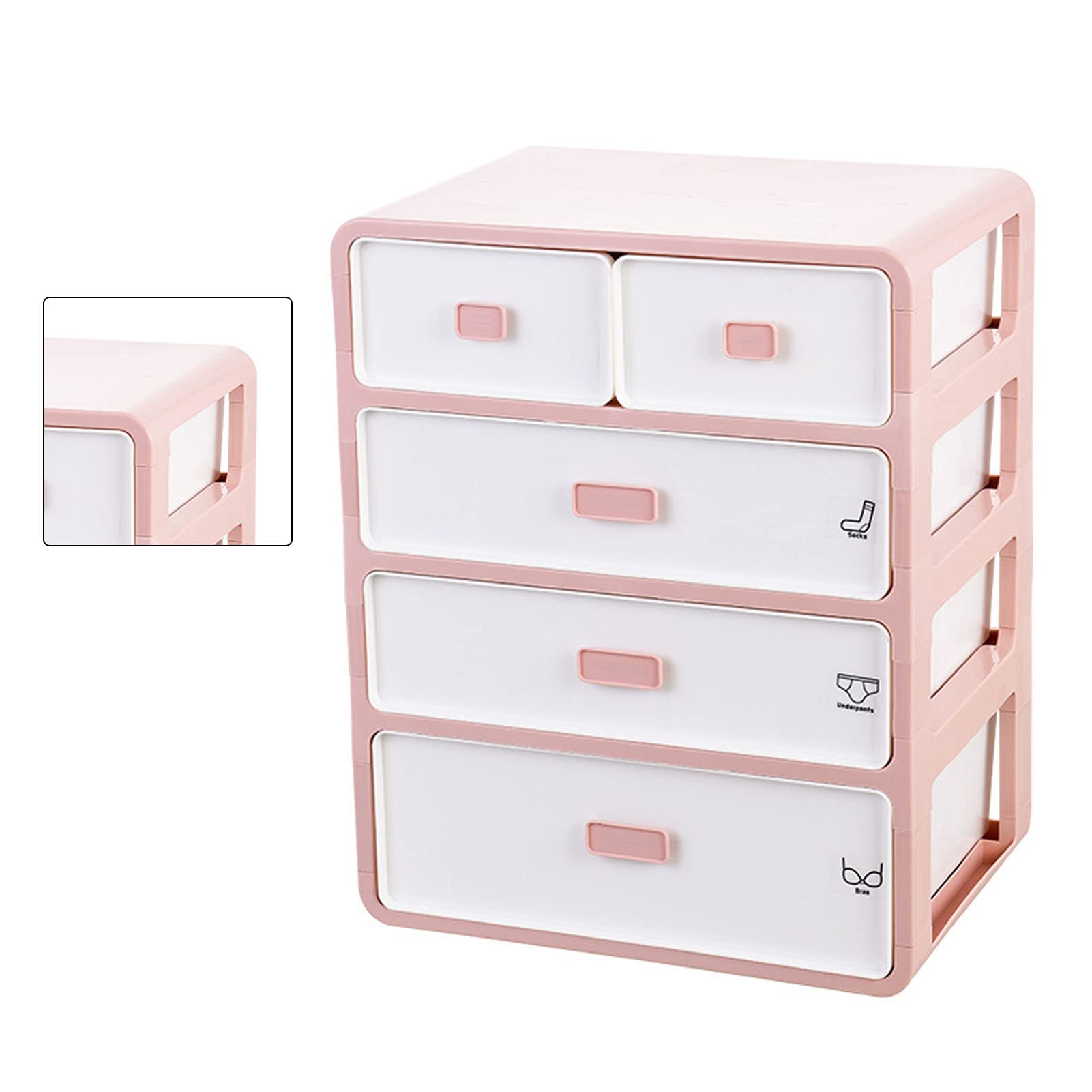 Fockety Armoire de Rangement pour sous-vêtements Compartiment en Maille Matériau PP Réduire l'encombrement Organisateur de sous-vêtements Chaussettes de Soutien-Gorge à 4 Couches Conception de (Rose)