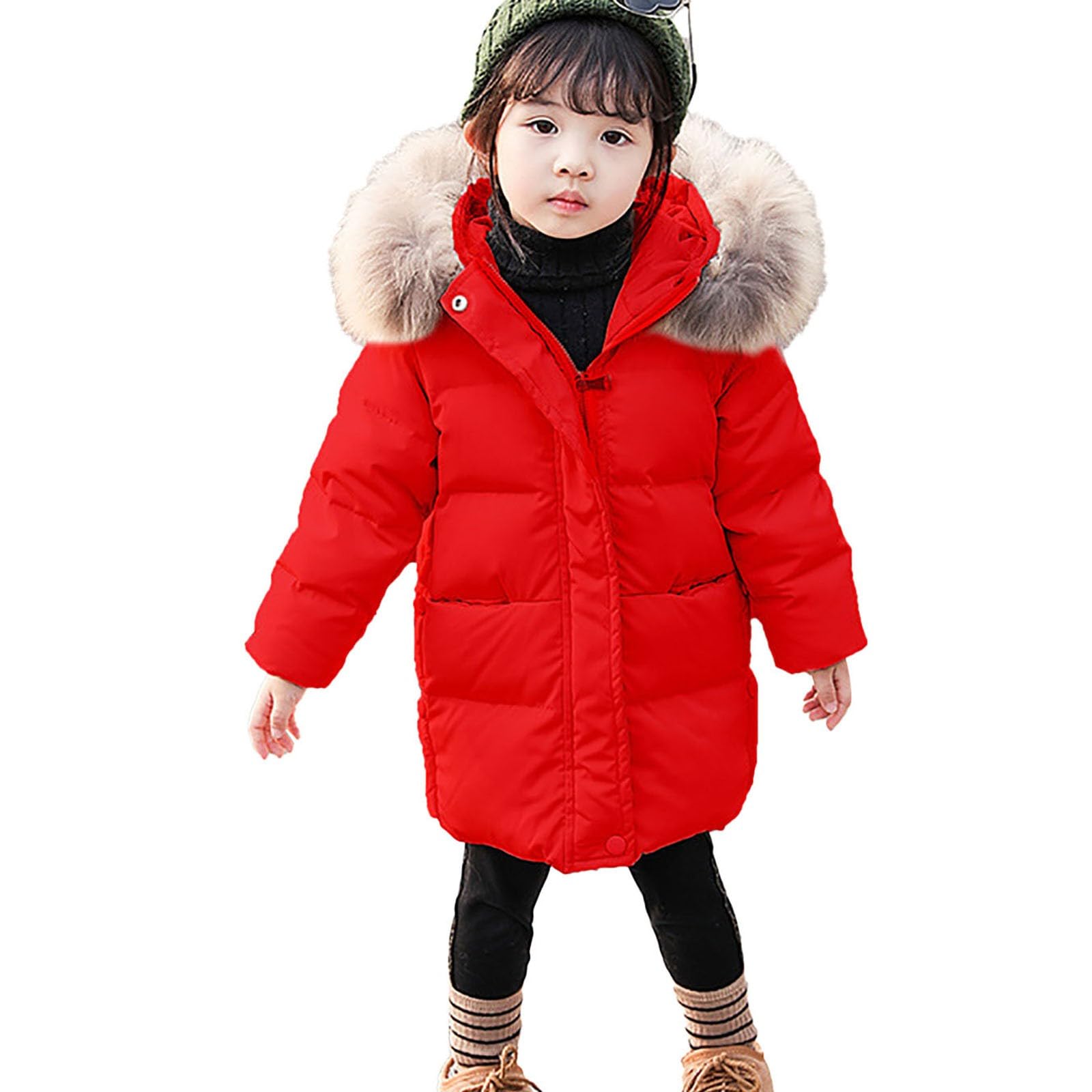 OBiQuzz Chaqueta acolchada para niña, abrigo de plumón con capucha, abrigo de invierno cálido, chaqueta de invierno larga, chaqueta de plumón, chaqueta de entretiempo ligera con cremallera, chaqueta