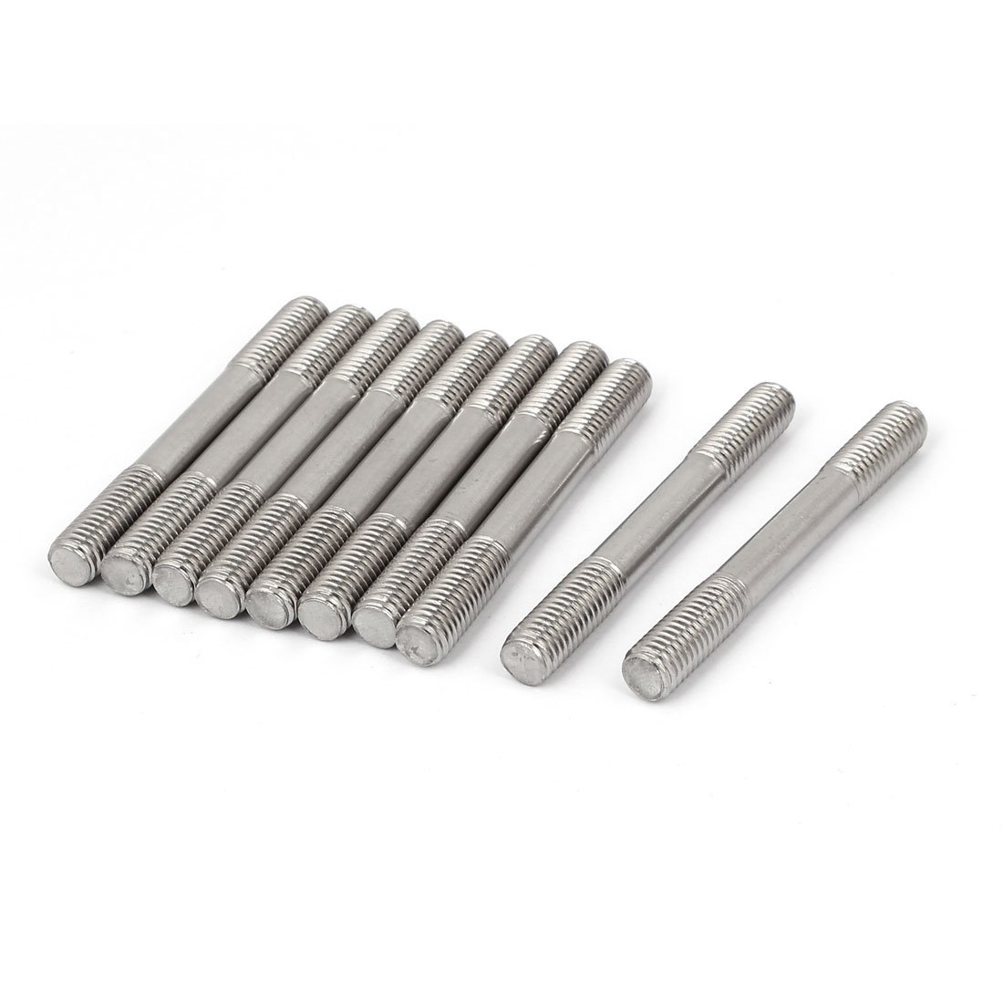 Uxcell Silver Tone Sourcingmap M8 X 70Mm Tight Adjustable Push Rod Double End Thread Stud 10Pcs