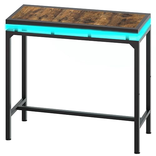 YATINEY Bar Table with LED Lights, Counter Height Bar Height