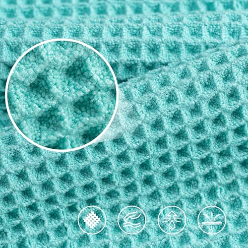Image of POLYTE 430 GSM Microfiber Oversize Quick Dry Lint Free Bath Towel, 60 x 30 in, 4 Pack (Waffle Weave)