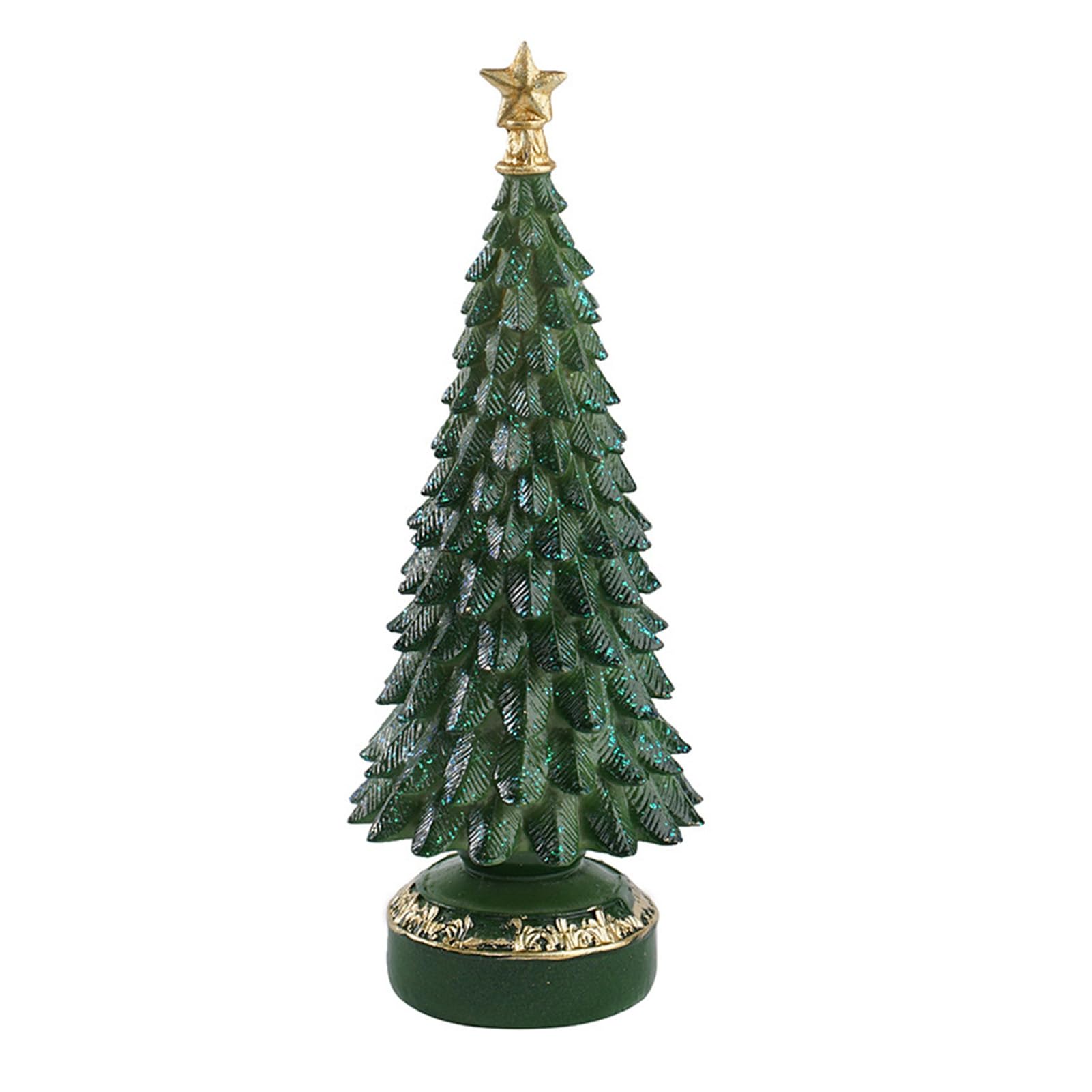 pidodou Resin Christmas Tree Figurine Small Tabletop Decoration with Star Topper for Home Office Mantel Centerpiece Indoor Xmas Decor Green