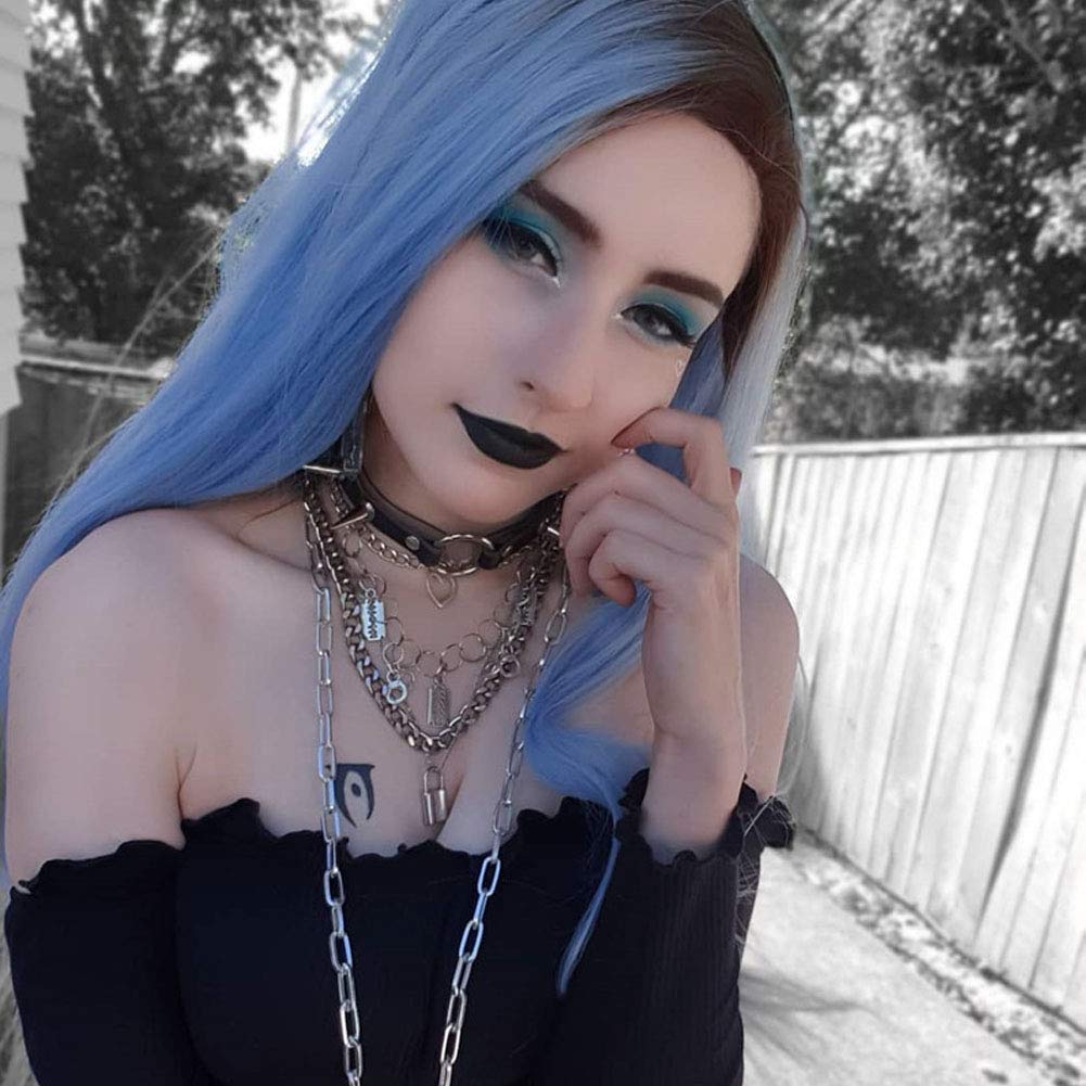 Premium Blue Lace Front Wig Heat Resistant Synthetic Fiber Hair Wigs Light Blue Wigs for Women Wedding Party Wig Gorgeous Lace Wig Soft Natural Hairline with Baby Hair 24 Inch