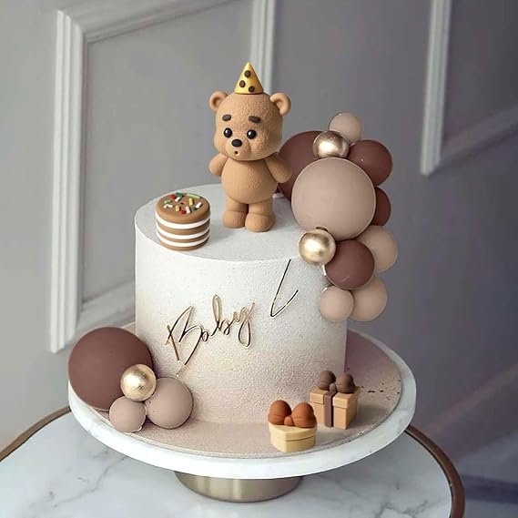 Pack of 19 Cake Decoration Bear Cake Decoration Baubles Cake Topper Brown Bear Teddy Bear Cake Decoration Teddy Bear Birthday Cake Decoration for Birthday Party Wedding Baby Shower