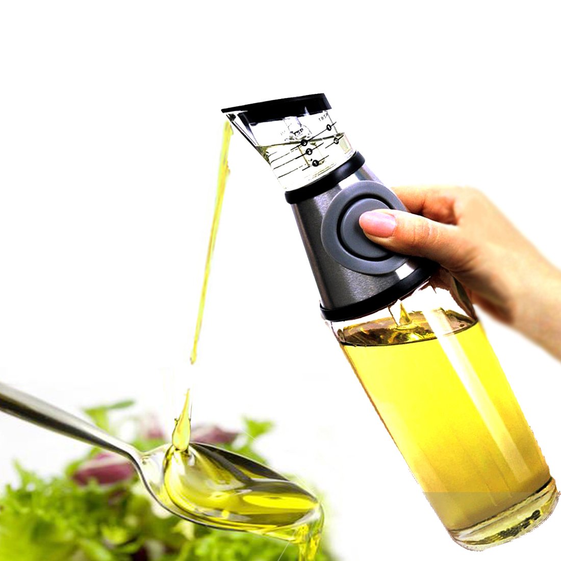 4PAGlass Oil Dispenser Bottle, Glass Olive Oil/Vinegar/Sauce Dispenser Cruet with Drip-Free Spouts, Durable Oil Pourer Bottles Olive Oil Container Pot Perfect for Kitchen & BBQ, 17 oz/500 ML.