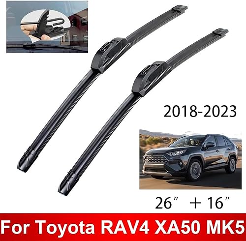 Miniatura 2 de Escobillas híbridas para limpiaparabrisas delantero de automóvil, compatibles con Toyota RAV4 XA50 MK5 2018-2023, cepillos de lluvia de 26 pulgadas