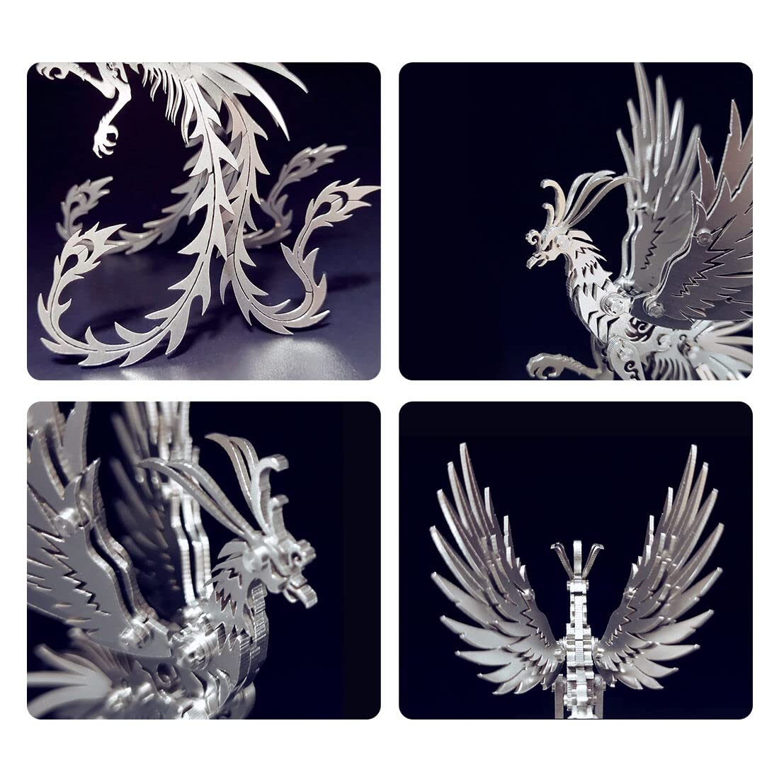 Puzzle 3D in metallo con animali, 100 pezzi fai da te in argento fenice 3D meccanico puzzle per adulti con attrezzi