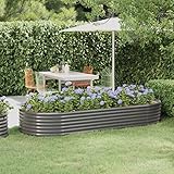 Stabil Garten Beet, Gemüsebeet, Blumenbeet, Hochbeet Verzinkter Stahl 249x100x36 cm Grau Für Terrasse Balkon Gartencenter Dachgarten