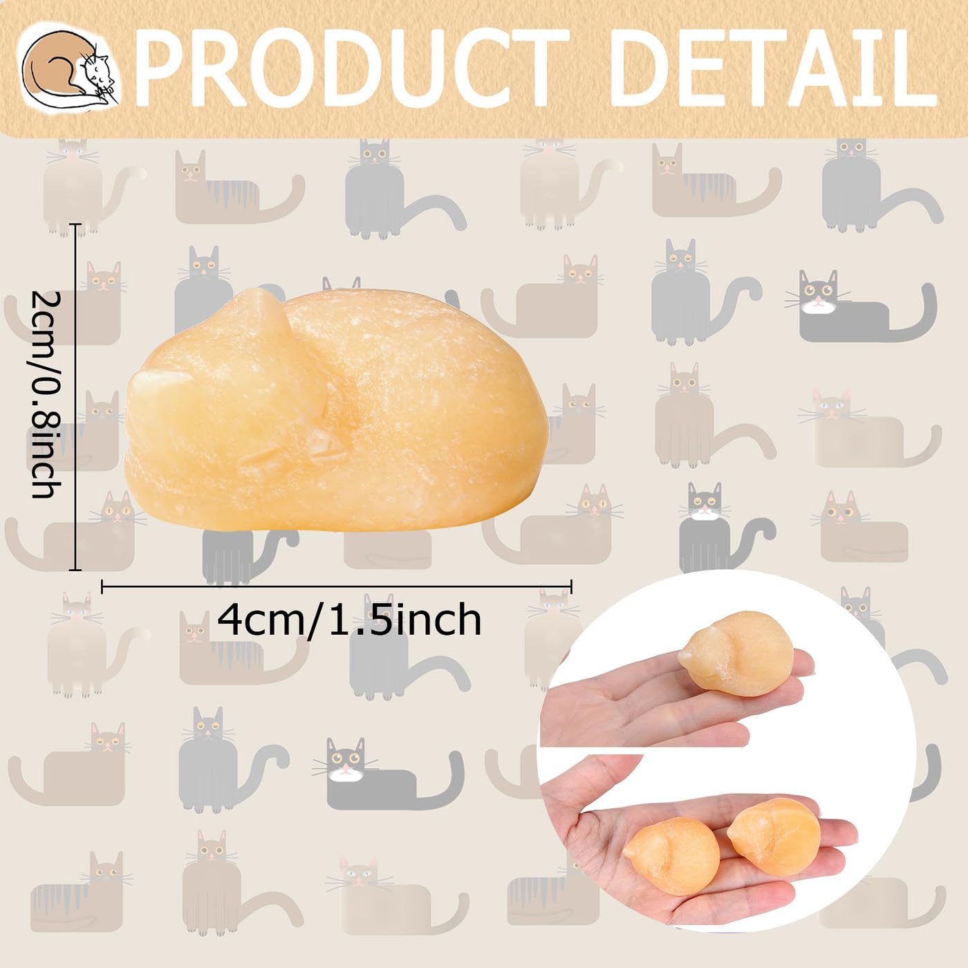 GUJOXILA Golden Steatite Stone Healing Cryatal Cat Ornaments Gifts for women Cat Lover Cats Figurine Statue for Office Desk Home Decor Yellow Small Lucky 1.5" - Image 3