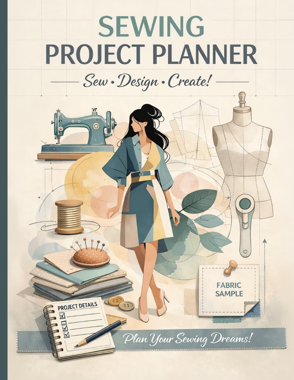 Sewing Project Planner – Geometric Pastel Edition: Plan your sewing projects from sketch to completion – now in a minimalist pastel design inspired by modern art.