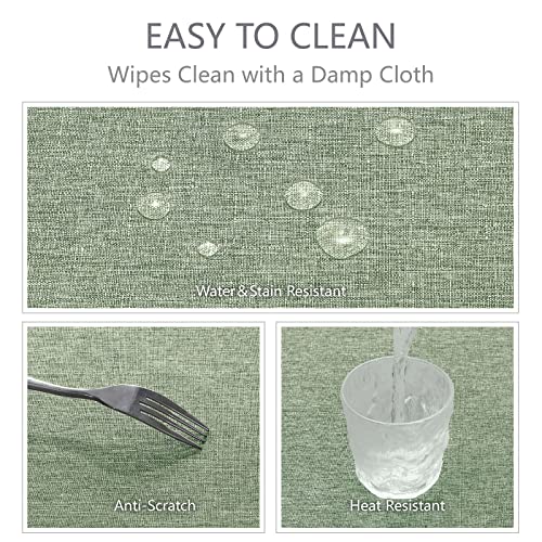Veblandy Rectangle Tablecloth Linen Textured Waterproof & Stain Resistant Table Cloth Wrinkle Free Decorative Fabric Farmhouse Table Cover for Dining/Party/Buffet/Wedding, 60 x 144 Inch, Sage Green by Veblandy - Image 4