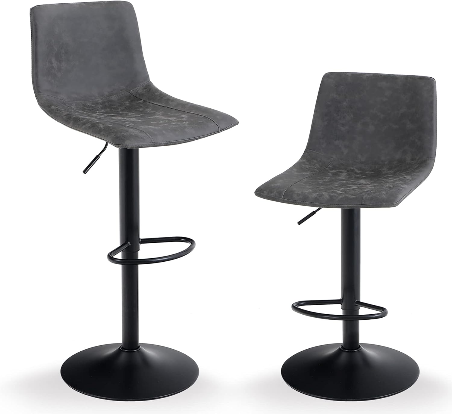 Buy Alpha Home Bar Stools Counter Height Adjustable Bar Chair 360 Degree Swivel Seat Modern Square Pu Leather Kitchen Counter Stools Dining Chairs Set Of 2