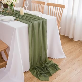 CHUQING Tischl ufer Gr n Chiffon Salbeigr n Stoff T ll Hellgr n Tischband f r Kommunion Konfirmation Hochzeit Geburtstag70 cm x3 m