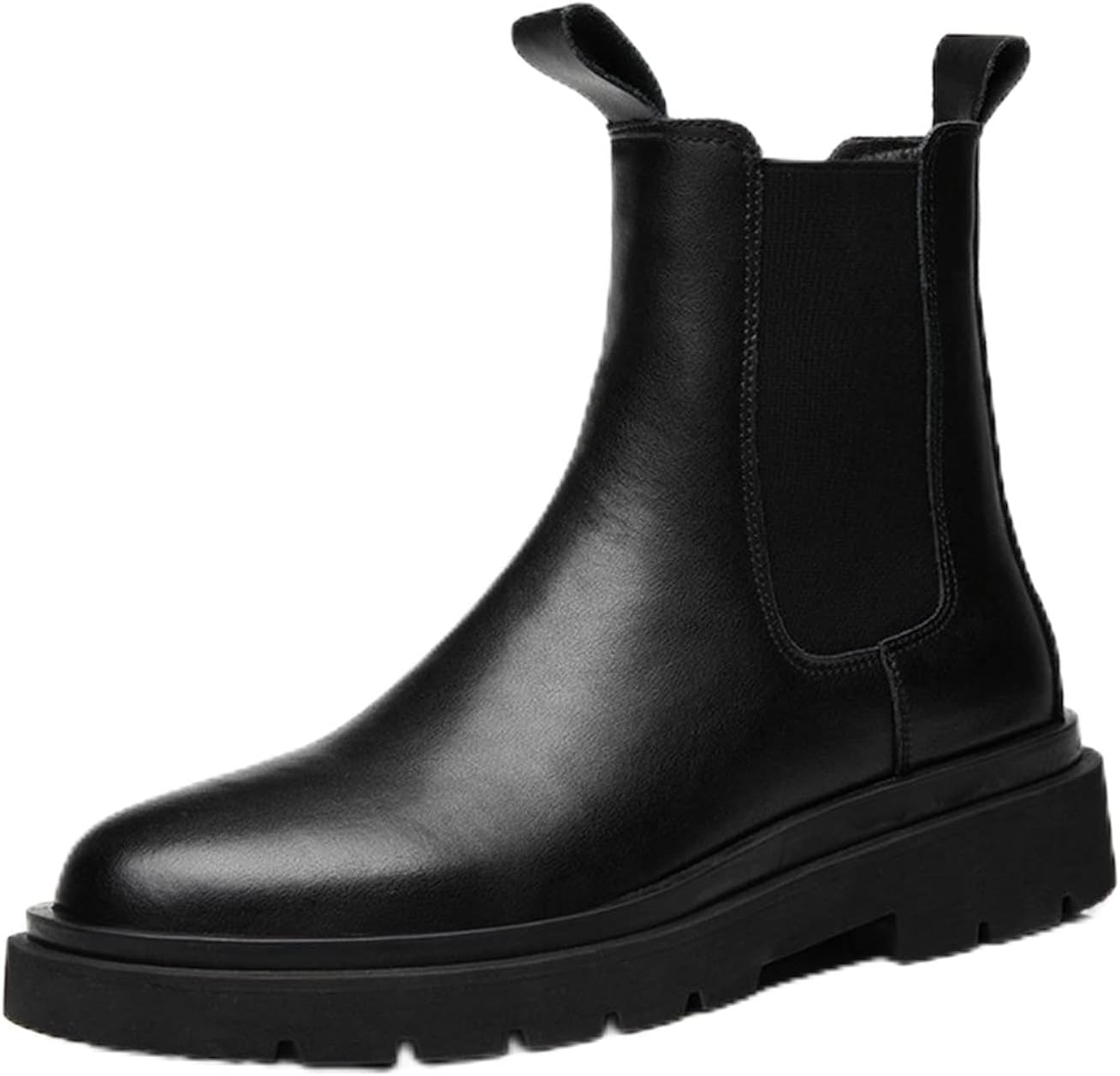 Mens Boots Autumn boots ankle boots business style high top casual leather boots motorcycle military boots men's leather shoes (Color : Black-Fur, Size : 43)