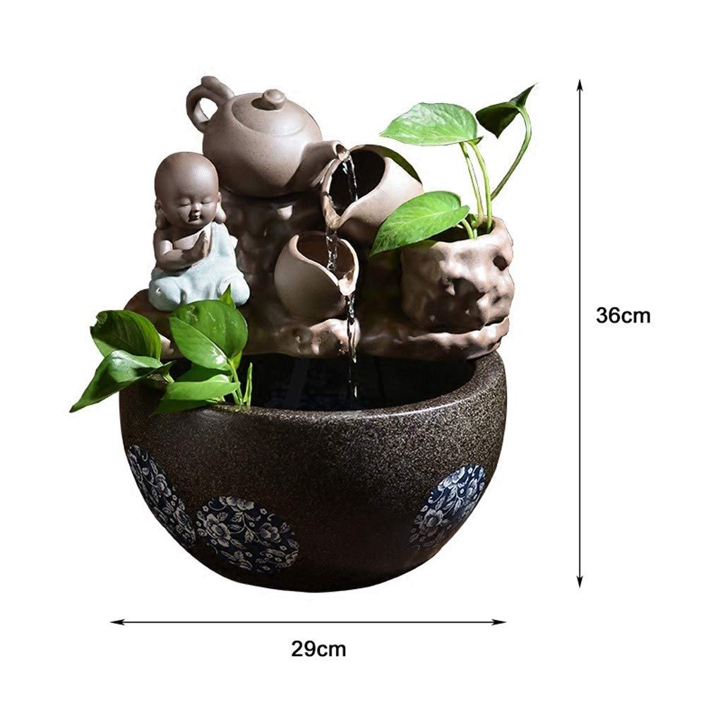 Fontana Da Tavolo Giapponese In Ceramica E Vetro | Koi Ornamentali | Base In Legno | 25x20x21 Cm | Ideale Per Meditazione E Regalo