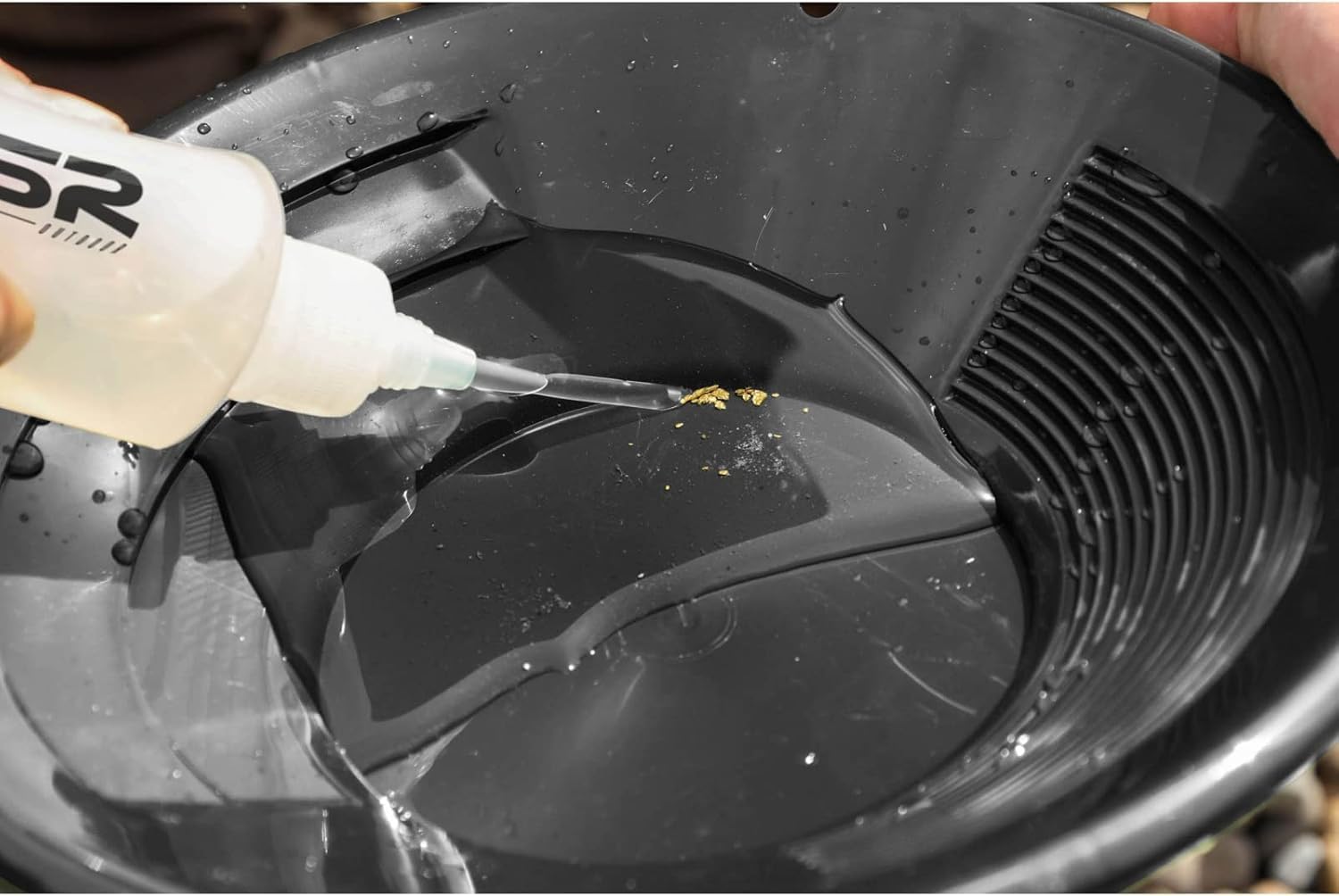 ASR Outdoor Basic Gold Panning Kit for Beginners, Black 3pc Set (Gold Pan Vial Snifter Bottle)