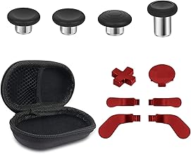 Metal Replacement Thumbsticks for Xbox Elite Controller Series 2 Core,Component Pack Includes 4 Swap Magnetic Joysticks,4 Paddles, 2 D-Pads, Accessories Parts for Xbox One Elite 2 (Red)