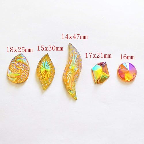 Miniatura 9 de 50 piezas de gemas de espejo AB de diferentes formas con efectos especiales para coser, diamantes de imitación facetados para manualidades, ropa,